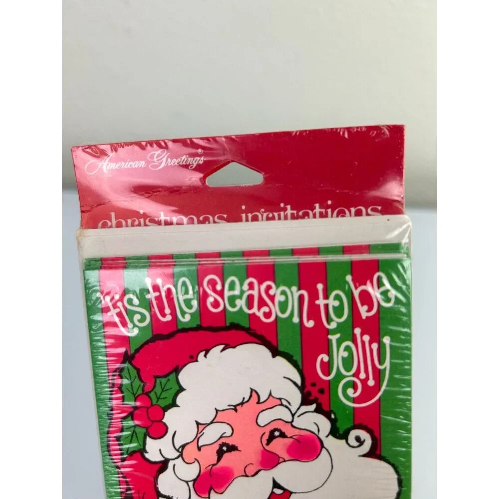 Vintage American Greetings Christmas Party Invitations Santa 8 Invitations
